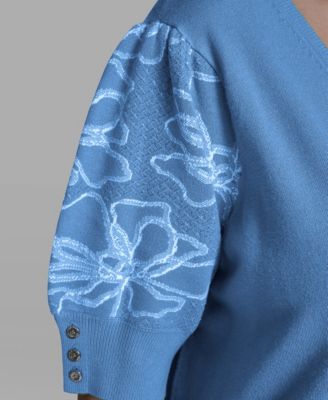 Plus Size Floral Printed Sleeve Sweater