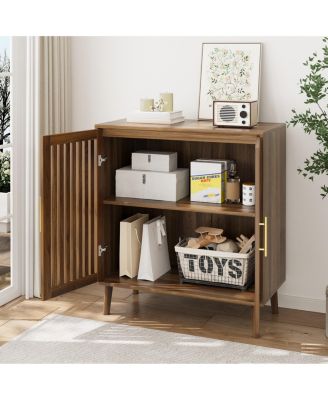 Farmhouse Storage Cabinet With Louvered Doors