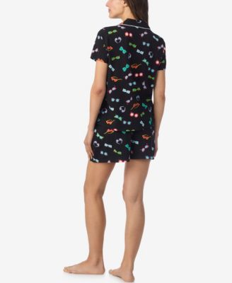 Women's Short-Sleeve Top and Pull-On Pajama Shorts, 2-Piece Set