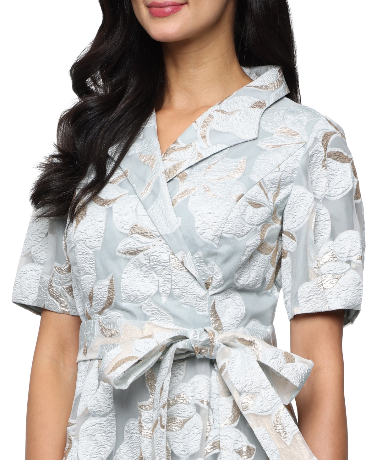 Alex Evenings Women's Collared Neck Jacquard Ball Gown