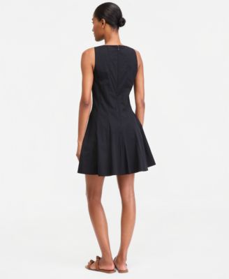 black mini dress macys BarIII Women's Pleated-Cup Mini Dress - Black