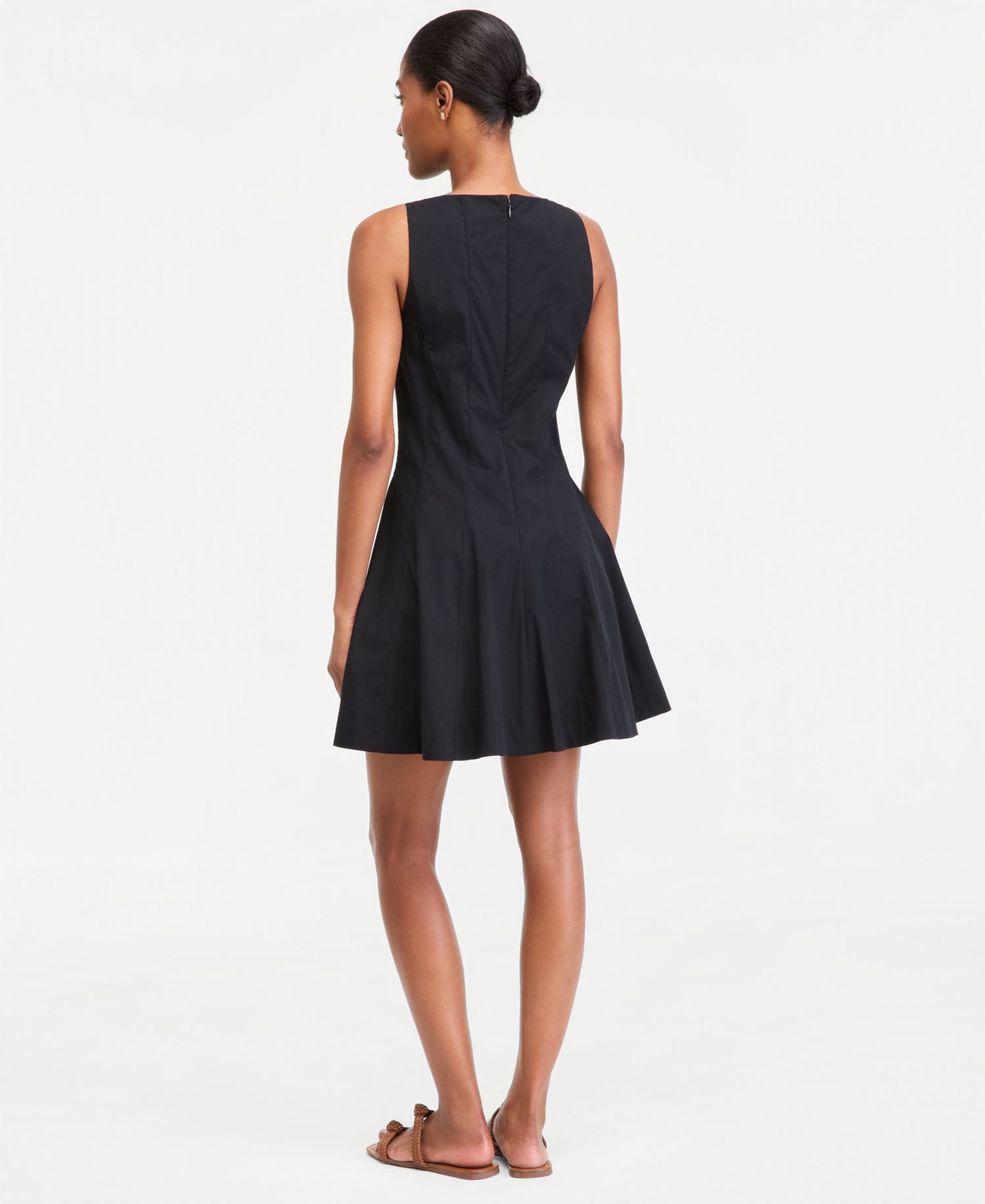 Women's Seamed Boat-Neck Sleevelss Mini Dress