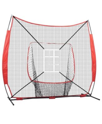 7 x 7 Ft Baseball Softball Practice Net with Bow Frame, Tee and Ball Collector