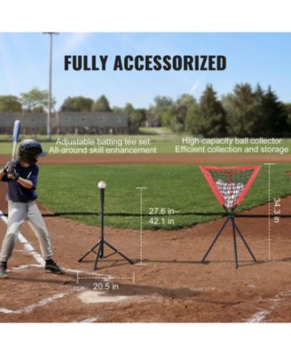 7 x 7 Ft Baseball Softball Practice Net with Bow Frame, Tee, 12 Balls and Ball Collector