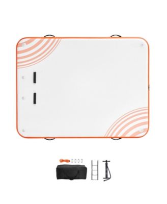 8 x 6 Ft Inflatable Floating Dock Platform with Non-Slip Surface and Ladder