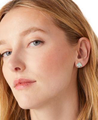 Gold-Tone Brass Spade Enamel Stud Earrings