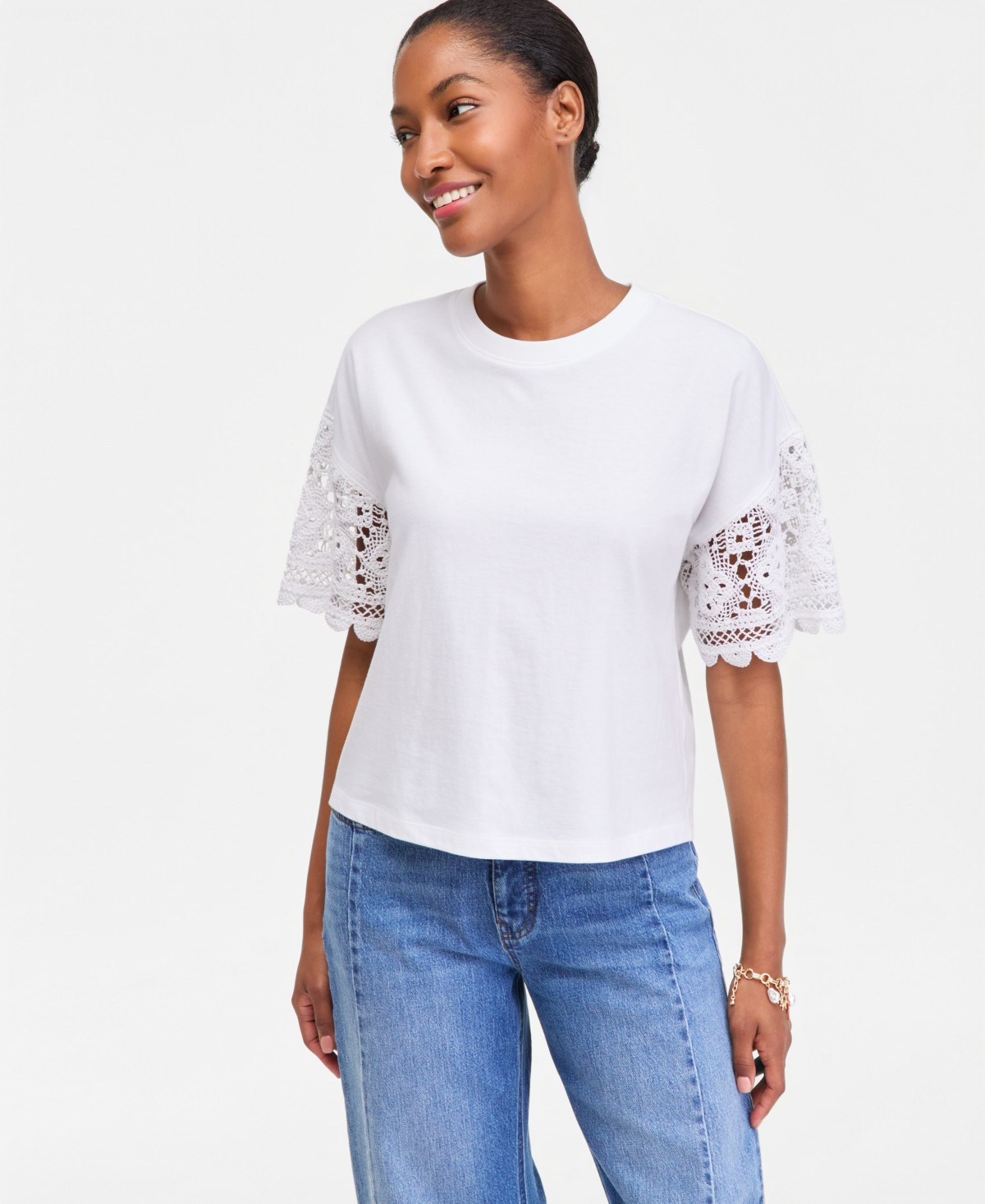 Женские футболки On 34th Women's Crochet-Sleeve Jersey T-Shirt — фото 1