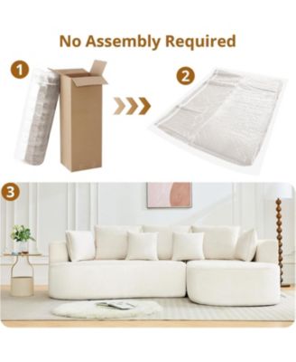 Sectional Cloud Modular Modern Curved Sofa with Chaise Lounge Chenille Fabric Convertible Compression Sleeper Sofa