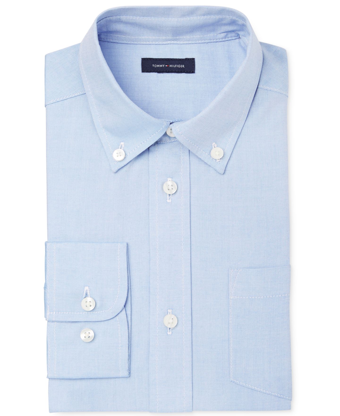 Рубашка Tommy Hilfiger Front Pocket Pinpoint Oxford Shirt для мальчиков, цвет: Синий — фото 2