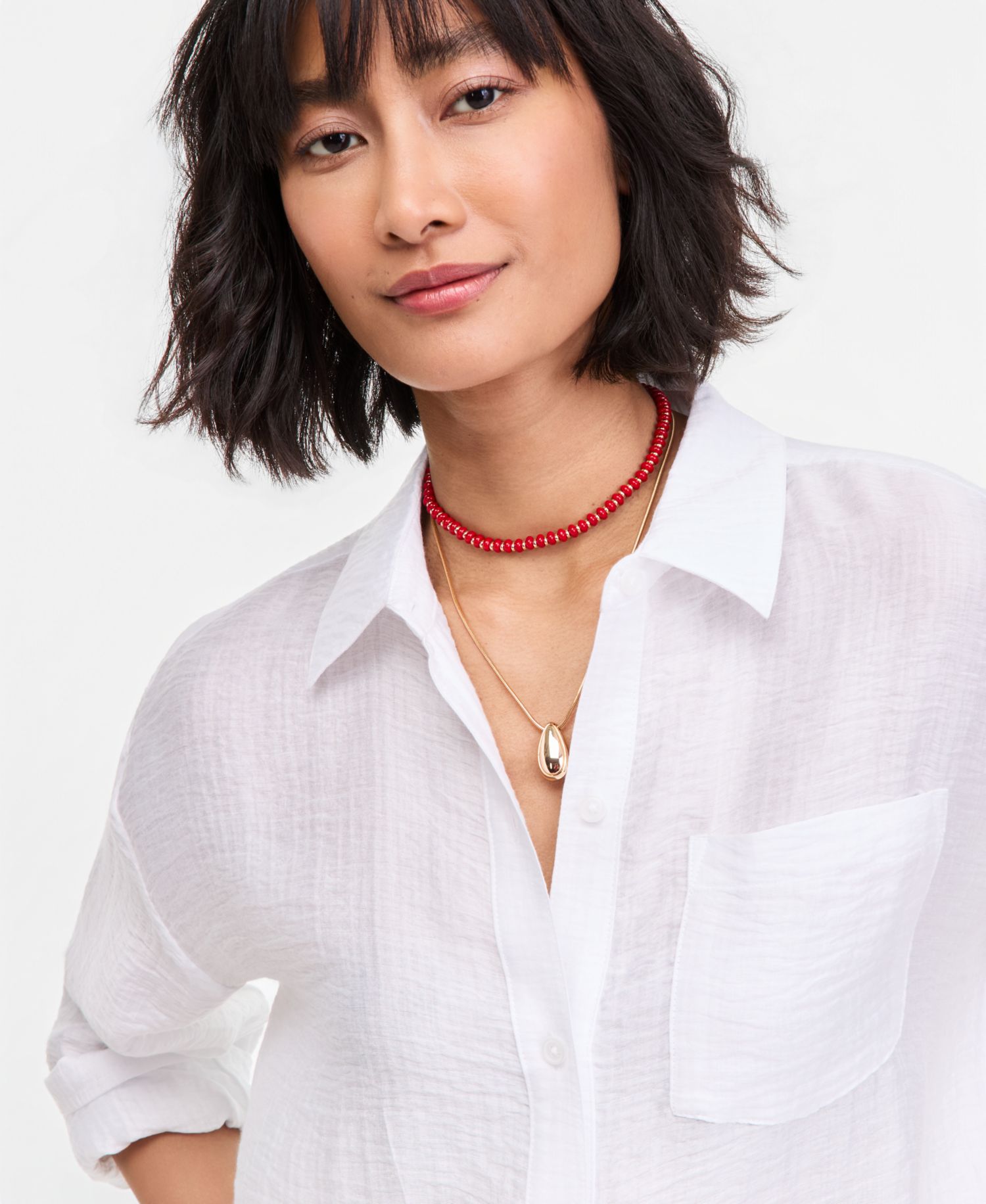 Women's Gauze Relaxed Button-Down Shirt