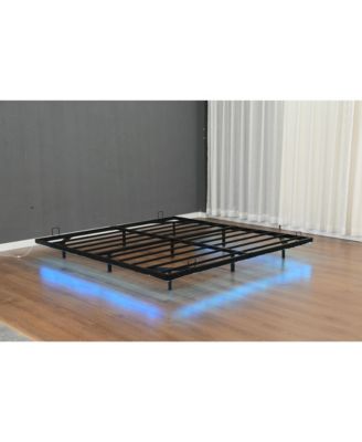 Floating Metal Bed Frame With LED Lights Stable Noise Free No Box Spring