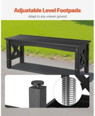 44.5-Inch Weatherproof Plastic Outdoor Bench with Adjustable Feet