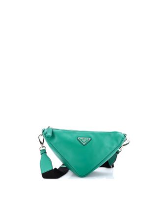 Small Triangle Logo Zip Crossbody Bag Soft Leather