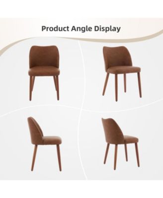 Dining Chair Set of 6,Linen Upholstered Dining Chair with Solid Wood Legs,Wing Backrest,Wooden Kitchen Chair,Kitchen Chairs with Thick Cushions