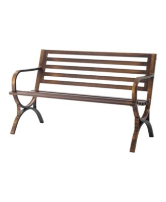 Carbon Steel Outdoor Bench with Slatted Backrest