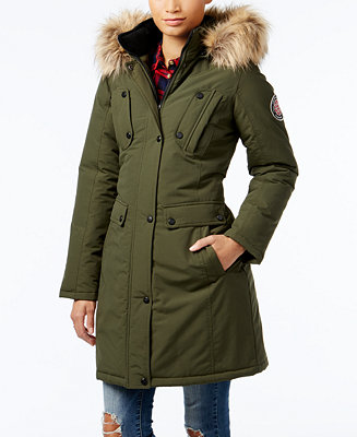 parka madden jacket fur hooded faux trim coats coat macy www1 macys
