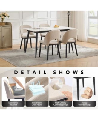 Upholstered Dining Chairs Set of 4,Modern Fabric Dinner Chairs with Wood Legs,Large Dining Room Kitchen Chairs with High Back and Deep Seat