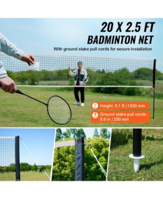 Portable Badminton Net Set with Poles, 4 Rackets and Shuttlecocks