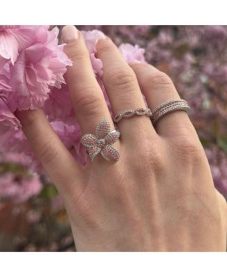 Suzy Levian Sterling Sapphire & Created Sapphire Pave Eternity Band