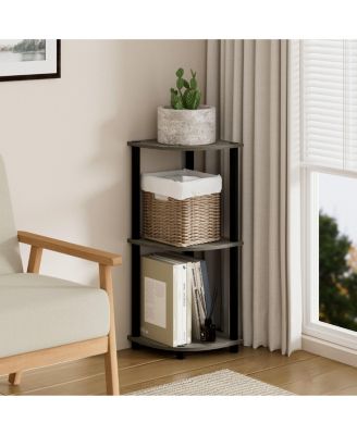 3 Tier Decorative Corner Bookshelf Display Rack, Gray