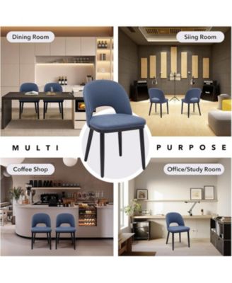 Dining Chairs Set of 2, Modern Fabric Upholstered Kitchen Side Chairs with Curved Backrest and Wood Leg