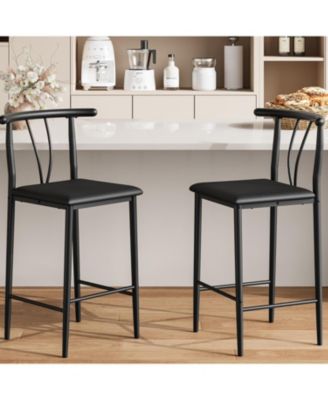 Bar Stools Set of 2 with Backrest and Footrest,Kitchen Barstools with Thick Cushion,25 in Counter Height Bar Stools,for Dining Room,Kitchen