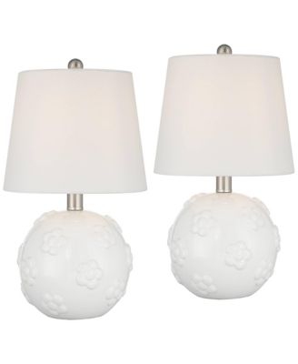 Arianna 16"H White Flower Ceramic Accent Table Lamp Set with Dimmer