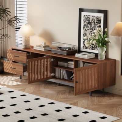 78 inch Modern Cabinet TV Stand with Deep Drawers & Cable Management, Soft-Closing Hinges