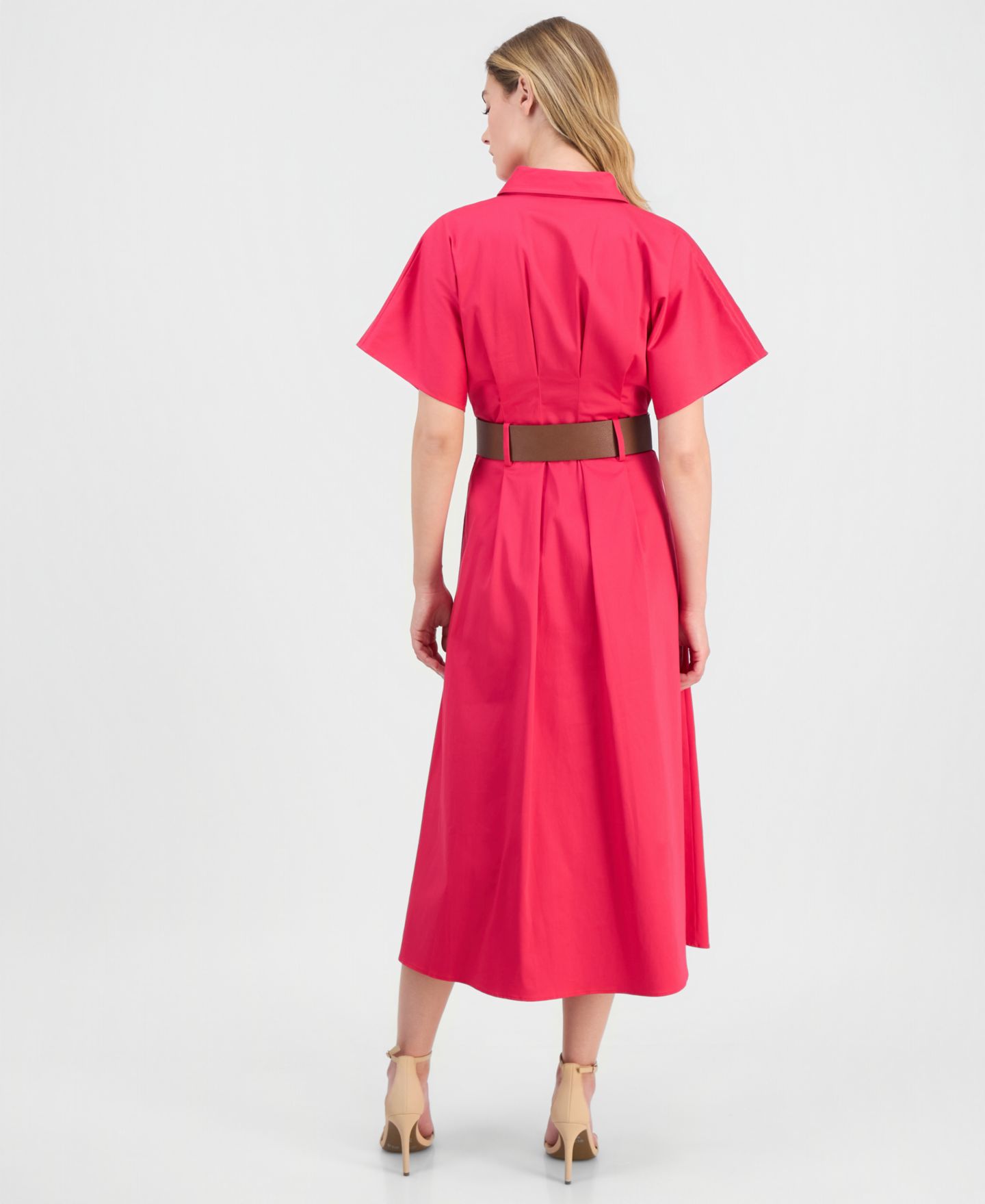 Женское платье Anne Klein Sateen Belted Shirt-Dress, цвет: Grenadine — фото 5