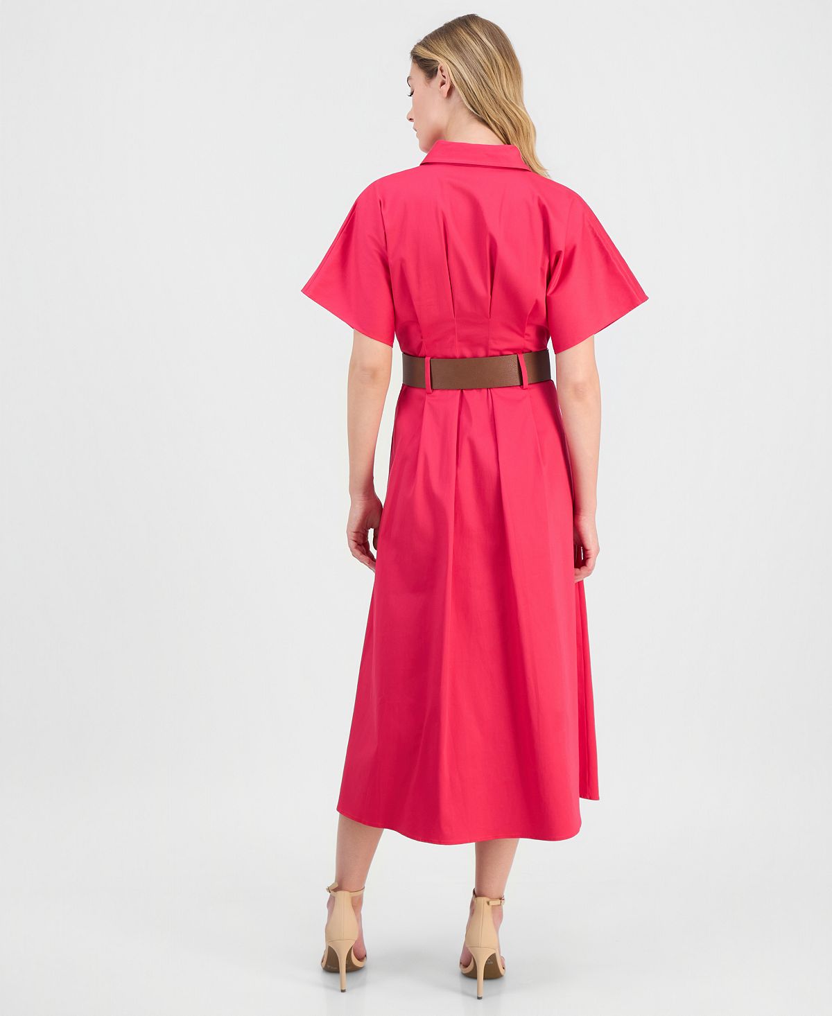 Anne Klein Women's Sateen Belted Shirt-Dress view 5 — MAYCSS fashion products
