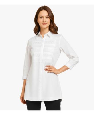 Women's Cotton Poplin Button-Front Unique Handmade Bib Pitch Perfect Tunic