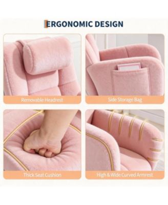 Teddy Fleece Rocking Chair with Headrest, Upholstered Nursery Glider