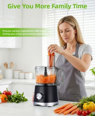 10 Cup Food Processor with Salad Spinner Basket 2 Speeds Pulse Control and 4 Cutting Discs - Black