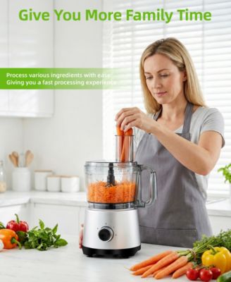 10 Cup Food Processor with Salad Spinner Basket 2 Speeds Pulse Control and 4 Cutting Discs - Silver