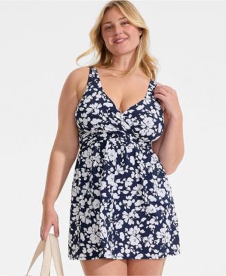 Plus Size New SlenderSuit Wrap Swim Dress Swimsuit Print
