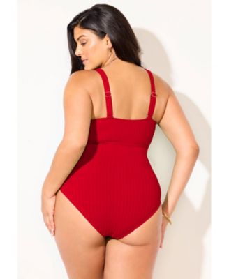 Women's Ribbed V-Wire One Piece Swimsuit