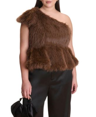 Women's Plus Size Faux Fur Peplum Top