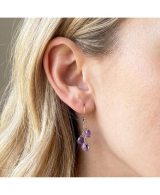 Amethyst Bead Dangle Earrings 14K Gold