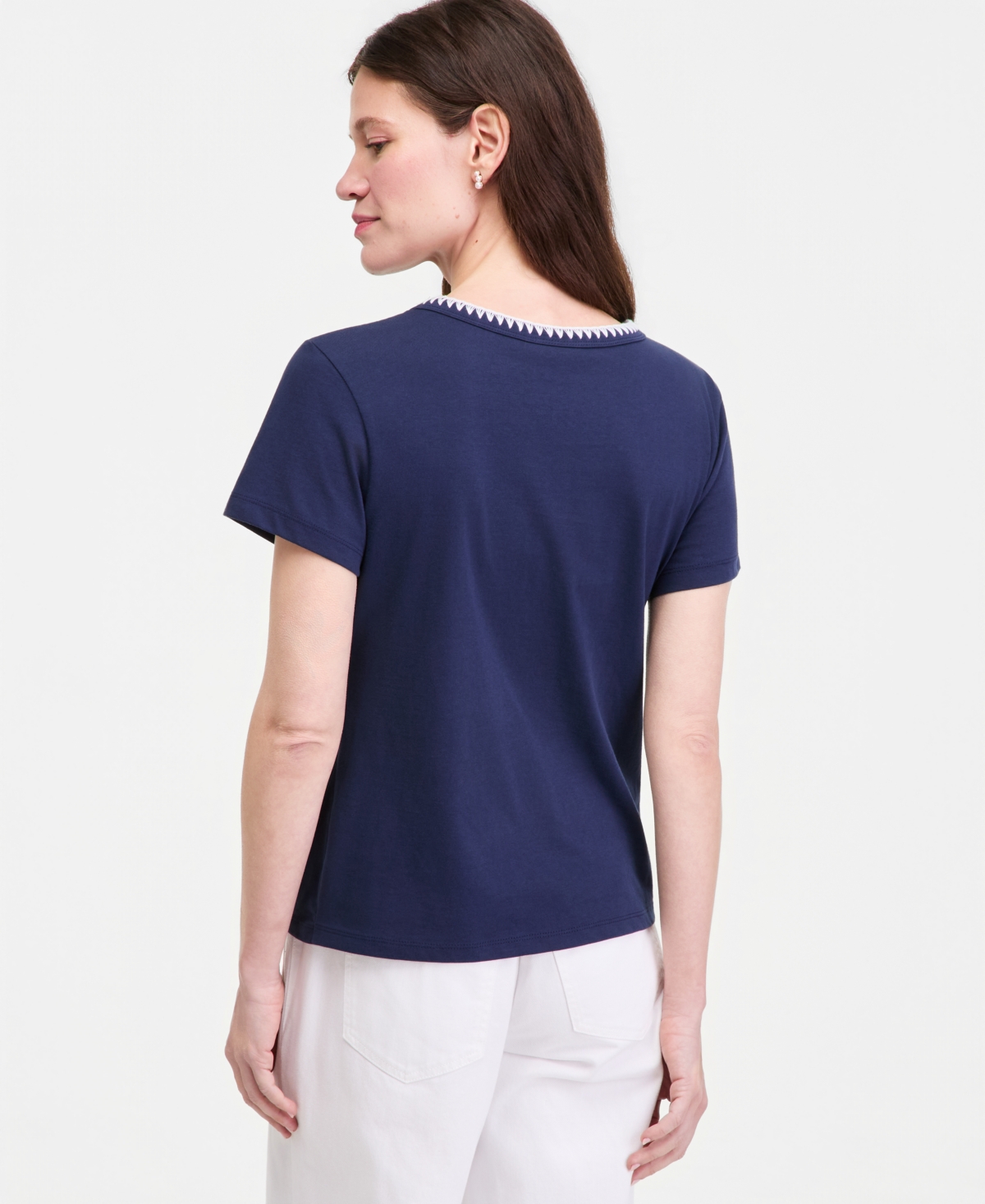 On 34th Women's Blanket-Stitch Pocket T-Shirt, Macy's Exclusive