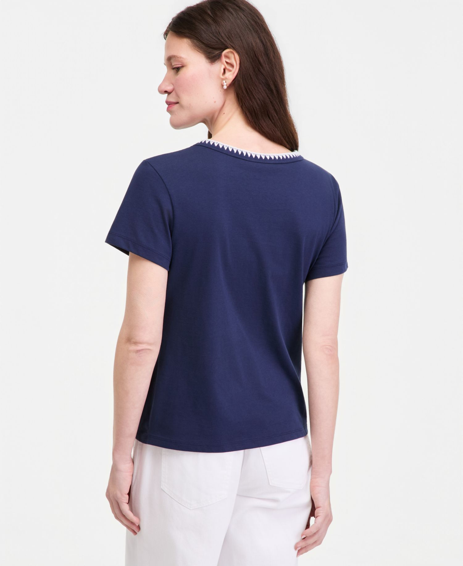 Women's Blanket-Stitch Pocket T-Shirt
