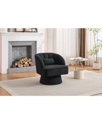 Teddy Fabric Modern  Swivel Barrel Accent Chair