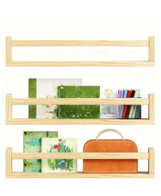 Floating Shelves Wall Wood Bookshelf Nursery Organizer Set 3