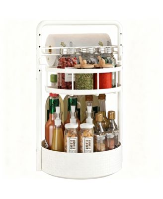 Rotating Spice shelf Paper Towel Holder 2 Tier Lazy Susan Kitchen Countertop