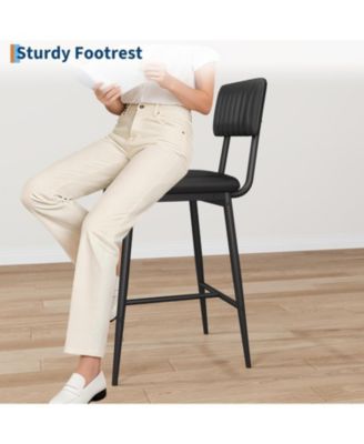 Bar Stools Set of 4, Counter Height Chairs with Back & Footrest, Thick Cushion & Metal Legs