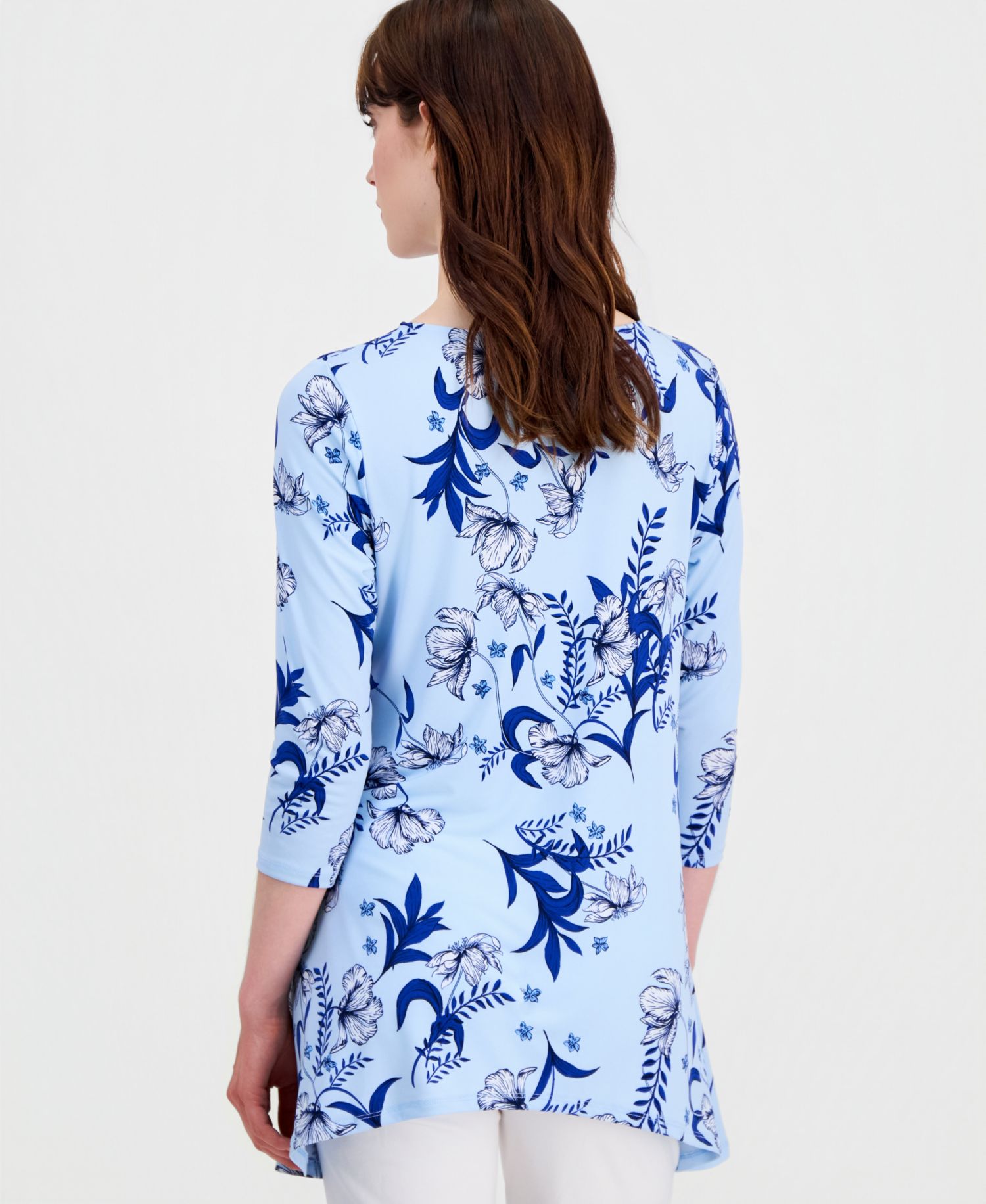 Women's Printed 3/4-Sleeve Swing Knit Top