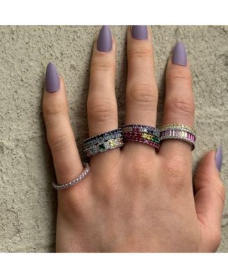 Suzy Levian Sterling Silver Thin Cubic Zirconia Eternity Band