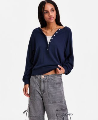 Juniors' Twofer Long-Sleeve Henley Lounge Top