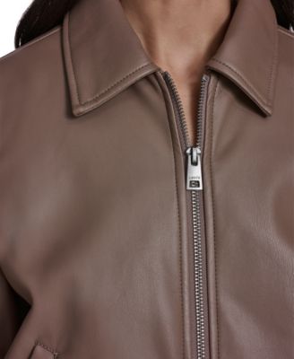 Women's Faux Leather Bomber Jacket