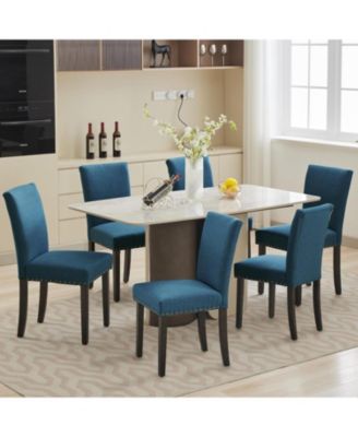 Dining Chairs Set of 6 Upholstered Persons Dinner Room Chair Sets Fabric Kitchen Chairs Solid Wood Legs and Padded Cushion