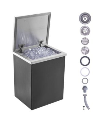 14 x 12 x 18 Inch Drop-In Stainless Steel Ice Chest, 40 Qt with Hinged Lid